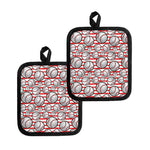 Red Striped Baseball Pattern Print Pot Holders