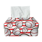 Red Striped Baseball Pattern Print Rectangle Tissue Box Cover