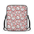 Red Striped Baseball Pattern Print Rectangular Crossbody Bag