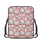 Red Striped Baseball Pattern Print Rectangular Crossbody Bag