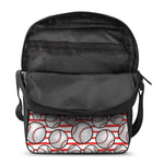 Red Striped Baseball Pattern Print Rectangular Crossbody Bag