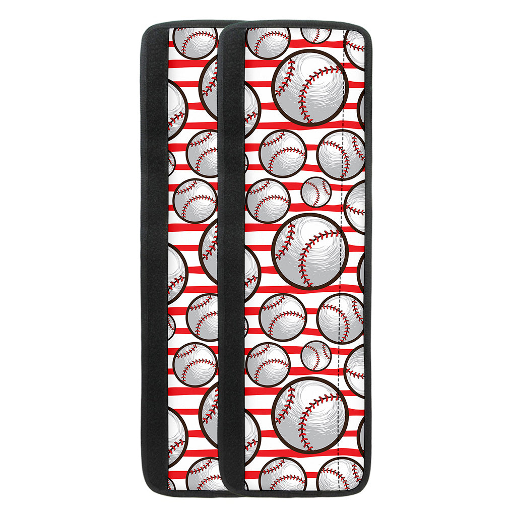 Red Striped Baseball Pattern Print Refrigerator Handle Covers