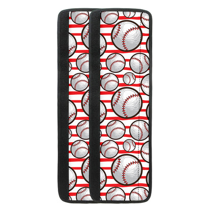 Red Striped Baseball Pattern Print Refrigerator Handle Covers