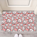Red Striped Baseball Pattern Print Rubber Doormat