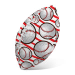 Red Striped Baseball Pattern Print Rugby Ball
