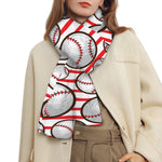Red Striped Baseball Pattern Print Scarf