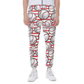 Red Striped Baseball Pattern Print Joggers