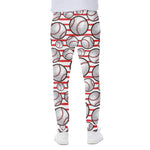 Red Striped Baseball Pattern Print Scuba Joggers