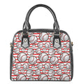 Red Striped Baseball Pattern Print Shoulder Handbag