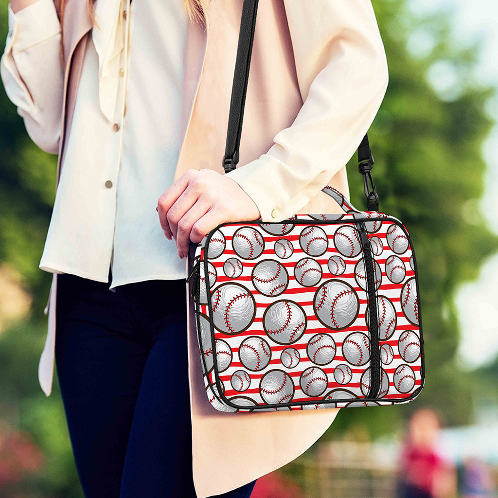 Red Striped Baseball Pattern Print Shoulder Strap Bible Bag