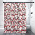 Red Striped Baseball Pattern Print Shower Curtain