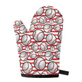 Red Striped Baseball Pattern Print Single Oven Mitt