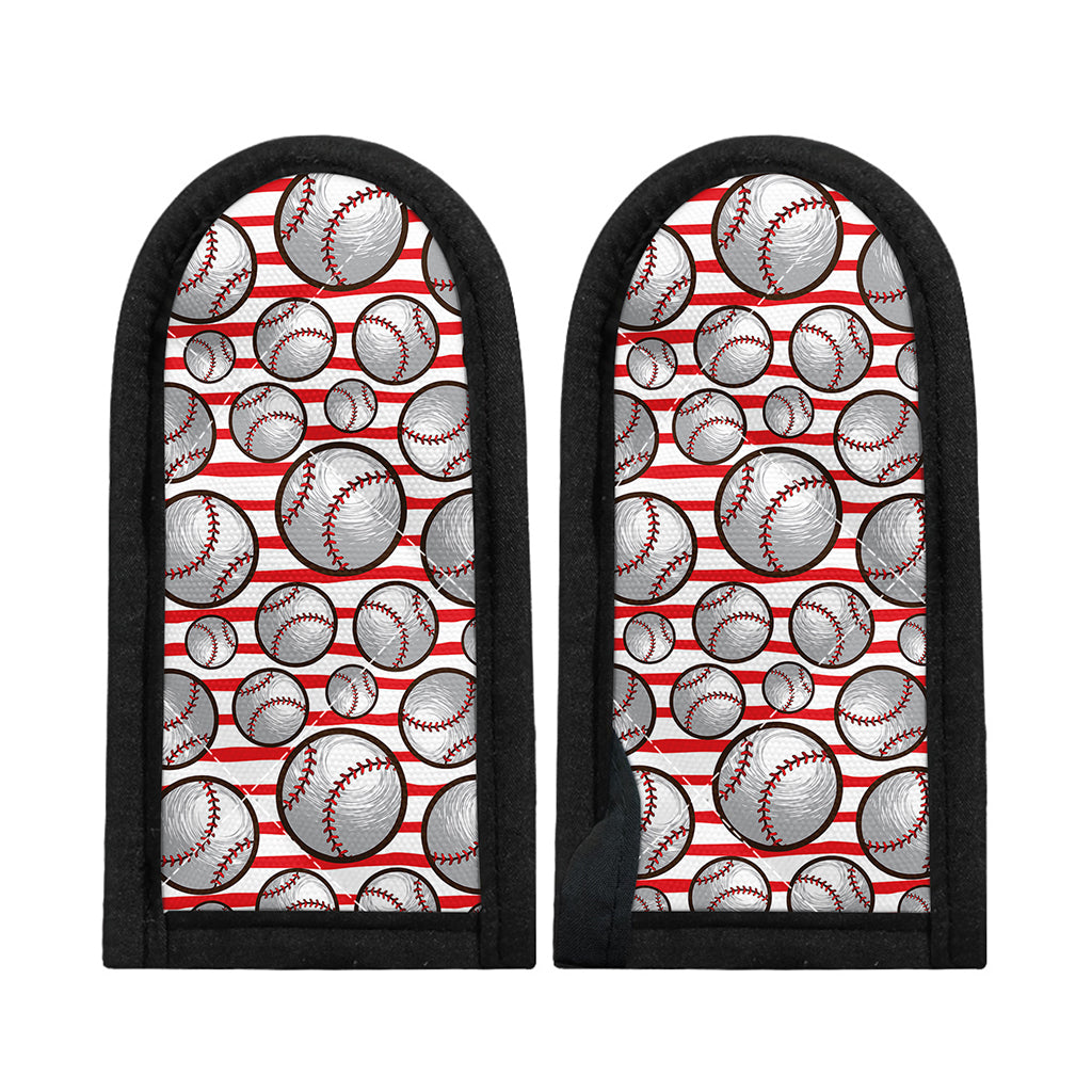 Red Striped Baseball Pattern Print Skillet Handle Cover
