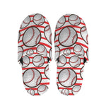 Red Striped Baseball Pattern Print Slippers