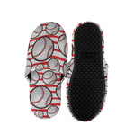 Red Striped Baseball Pattern Print Slippers