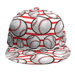 Red Striped Baseball Pattern Print Snapback Cap