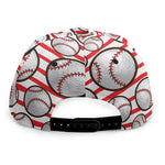 Red Striped Baseball Pattern Print Snapback Cap