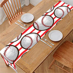 Red Striped Baseball Pattern Print Table Runner