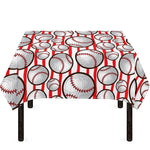 Red Striped Baseball Pattern Print Tablecloth