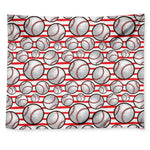 Red Striped Baseball Pattern Print Tapestry