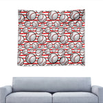 Red Striped Baseball Pattern Print Tapestry