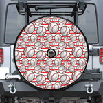 Red Striped Baseball Pattern Print Tire Cover With Camera Hole