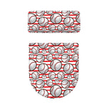 Red Striped Baseball Pattern Print Toilet Lid And Tank Cover Set