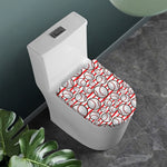 Red Striped Baseball Pattern Print Toilet Lid Cover