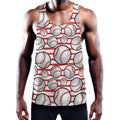 Red Striped Baseball Pattern Print Men's Workout Tank Top