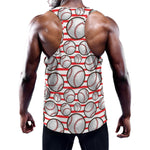Red Striped Baseball Pattern Print Training Tank Top