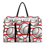Red Striped Baseball Pattern Print Utility Tote Bag