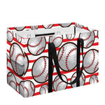 Red Striped Baseball Pattern Print Utility Tote Bag