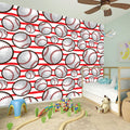 Red Striped Baseball Pattern Print Wall Sticker