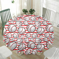 Red Striped Baseball Pattern Print Waterproof Round Tablecloth
