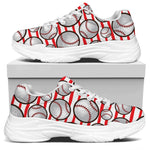 Red Striped Baseball Pattern Print White Chunky Shoes
