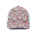 Red Striped Baseball Pattern Print White Mesh Trucker Hat