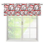 Red Striped Baseball Pattern Print Window Valance