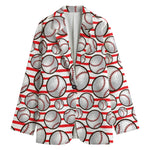 Red Striped Baseball Pattern Print Women's Blazer