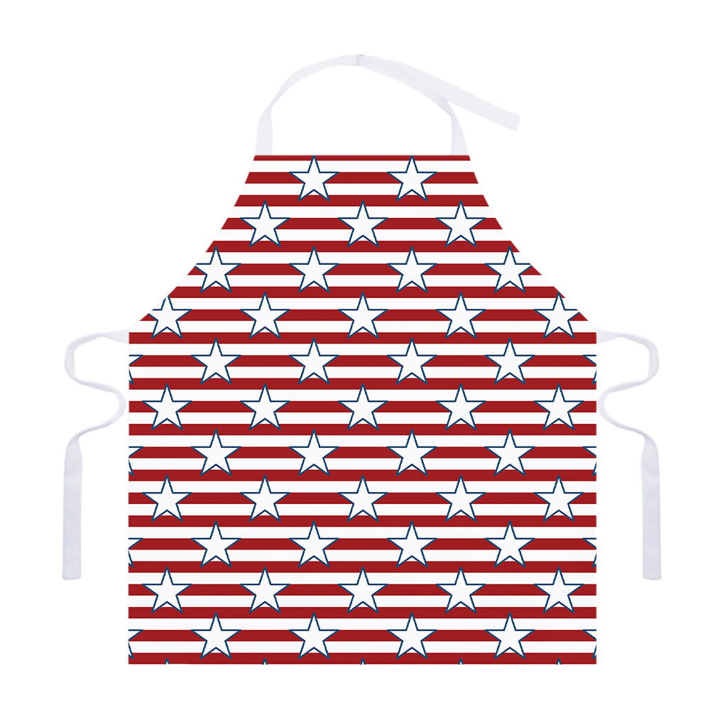 Red Striped USA Star Pattern Print Adjustable Apron
