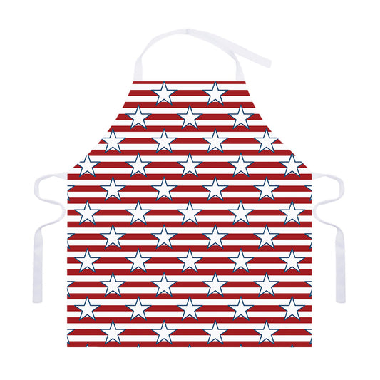 Red Striped USA Star Pattern Print Adjustable Apron