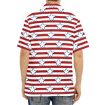 Red Striped USA Star Pattern Print Aloha Shirt