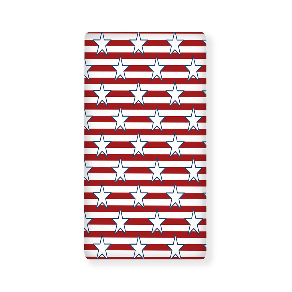 Red Striped USA Star Pattern Print Baby Crib Sheet