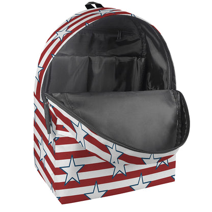 Red Striped USA Star Pattern Print Backpack