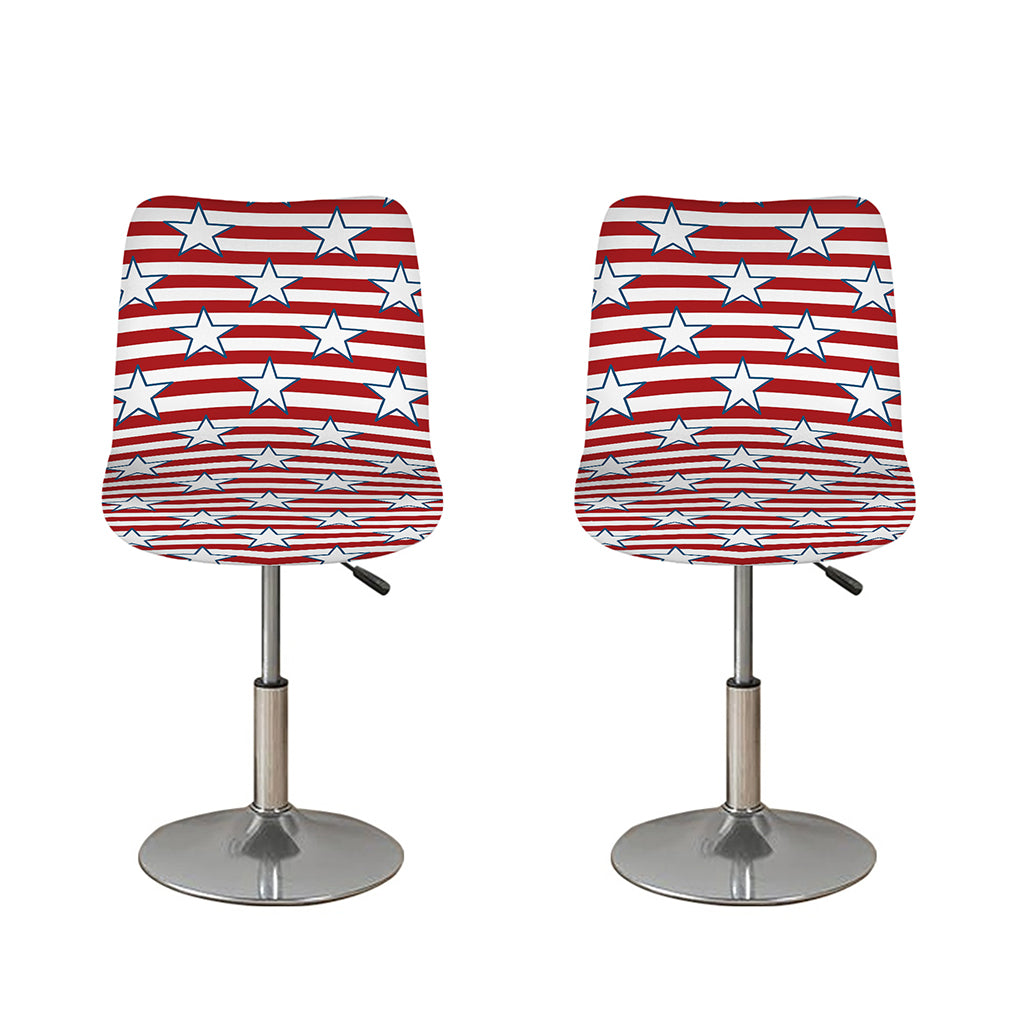 Red Striped USA Star Pattern Print Bar Stool Covers