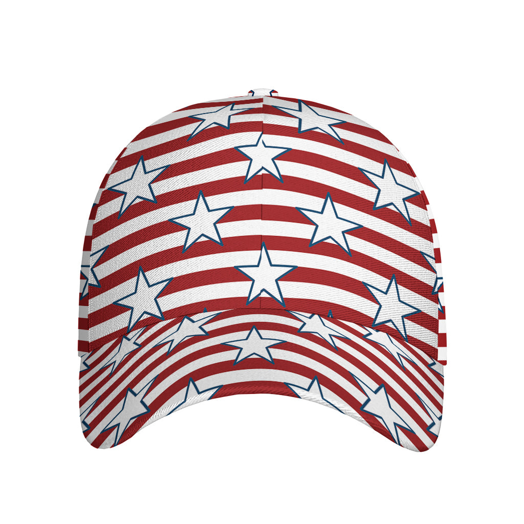 Red Striped USA Star Pattern Print Baseball Cap