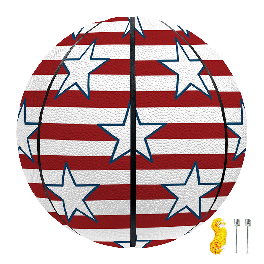 Red Striped USA Star Pattern Print Basketball