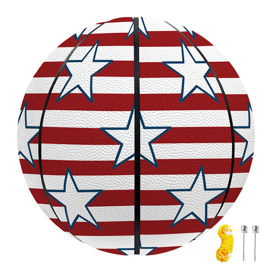 Red Striped USA Star Pattern Print Basketball