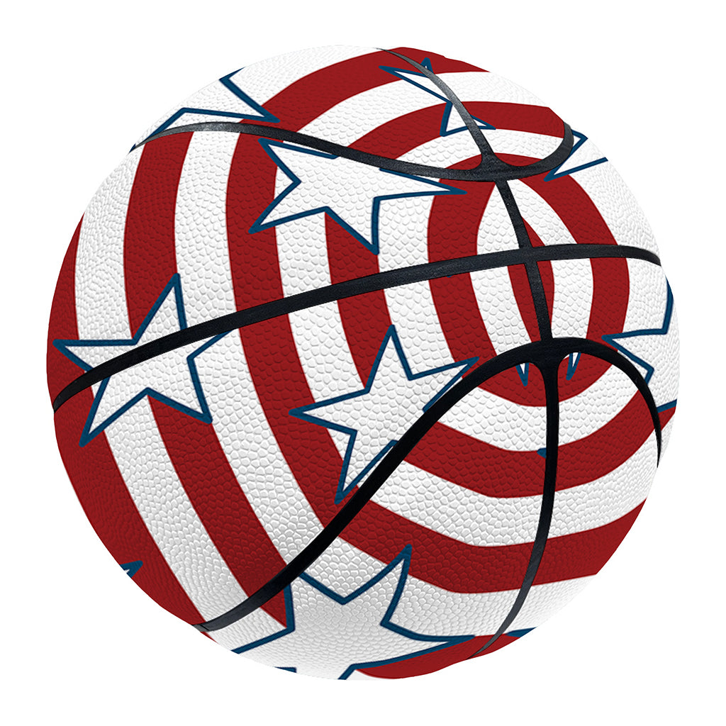 Red Striped USA Star Pattern Print Basketball