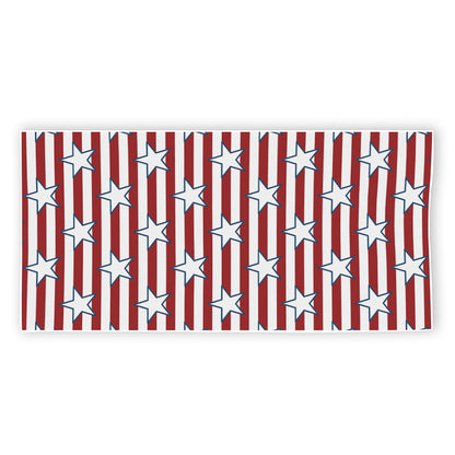 Red Striped USA Star Pattern Print Beach Towel