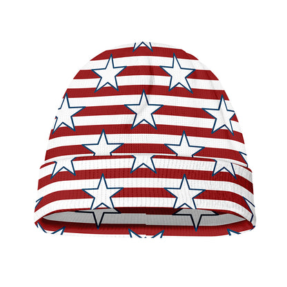 Red Striped USA Star Pattern Print Beanie
